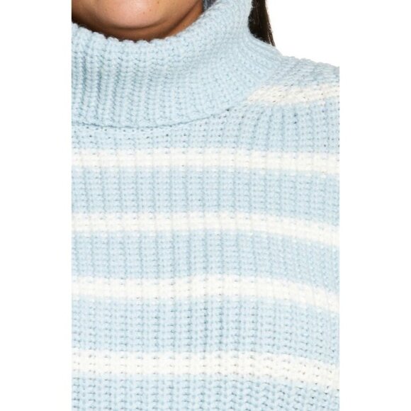 Caslon NWT Stripe Cozy Turtleneck Sweater in Blue and Ivory size XL - Picture 3 of 9